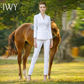 IWY/高端时尚白条纹西服套装女正装职业装气质西装小脚裤ol工作服CP9320