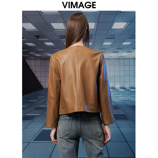 VIMAGE纬漫纪20202冬季新款保暖防风短款绵羊皮外套皮衣V1893404 商品图4