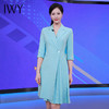 IWY/蓝色职业西装连衣裙主持人名媛美容院百褶裙秋季七分袖时尚OLQ656 商品缩略图1