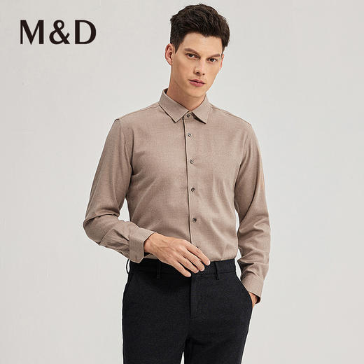 M＆D/名盾商务男士秋冬新品棕色休闲衬衣【抗菌】面料衬衫男 商品图0