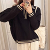 黛唯梵早秋新款拼色POLO领套头毛衣学院风减龄时尚百搭针织撞色上衣女潮 商品缩略图2