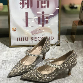 IUIU SECOND宴会高跟鞋女21新秋尖头伴娘新娘结婚鞋珍珠水晶单鞋