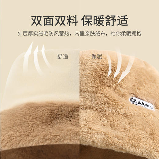 Supield素湃气凝胶保暖水桶帽冬季显脸小渔夫帽盆帽毛绒帽子 商品图6