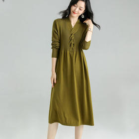 2022秋冬新款毛衣打底衫长款针织裙V领A版宽松遮肚大码连衣裙  ZQ1489-6103