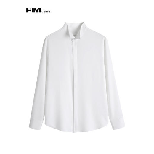 HIM漢崇 舒适简约暗门襟衬衫时尚优雅宴会婚礼长袖衬衣 2025秋季 商品图0