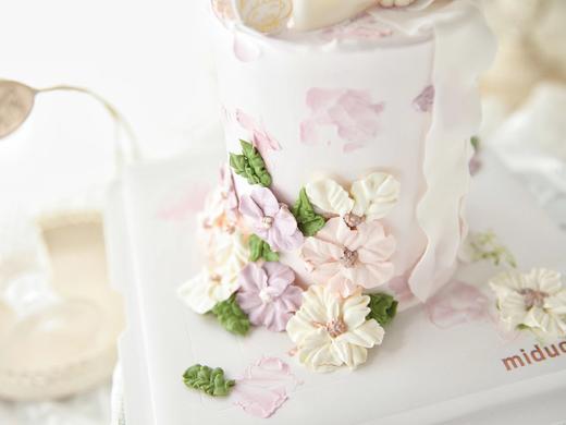 女士款 白色蝴蝶结 韩式裱花 优雅 复古 翻糖裱花蛋糕 商品图1