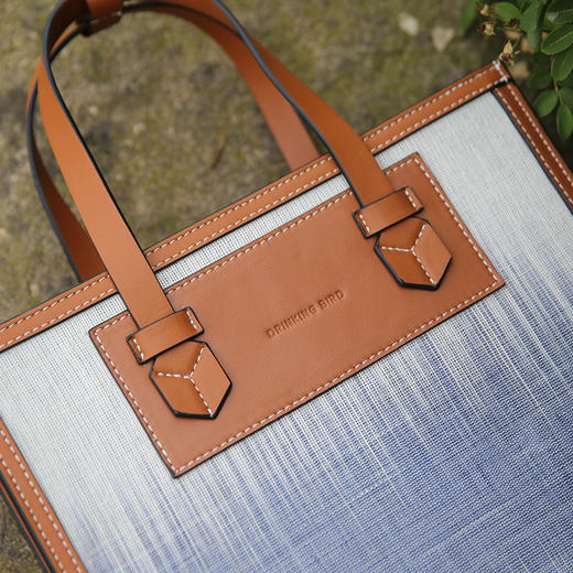 饮水鸟夏季新款非遗夏布包 夏布电脑包 黑色/棕色 商品图3