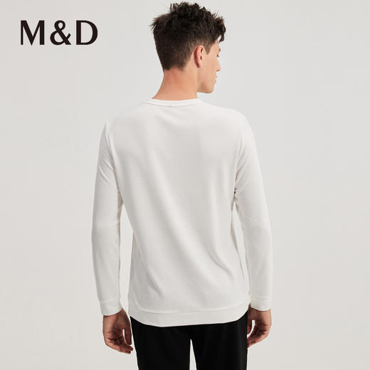 M＆D名盾商务男装秋冬新品长袖圆领T恤白色打底体恤上衣男 商品图4