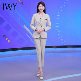 IWY/新款米白色西装马甲三件套设计感霸气总裁范西装套装女CPM1486