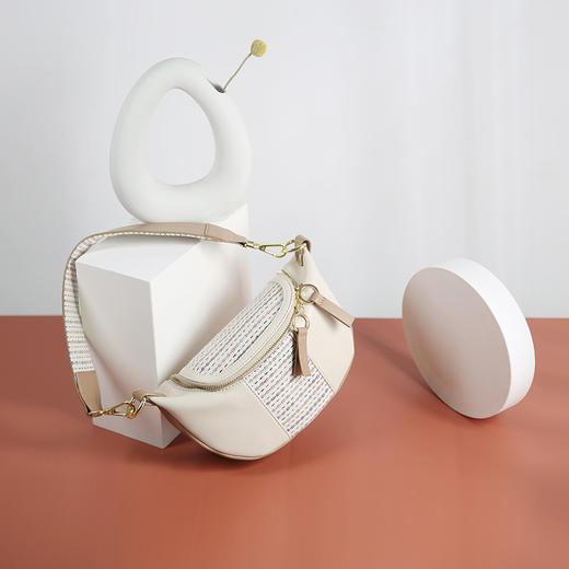 饮水鸟非遗江南手织布真皮百搭包 商品图2