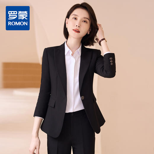 【西装+西裤】罗蒙秋季女士西服套装商务通勤职业正装修身两件套女 商品图3