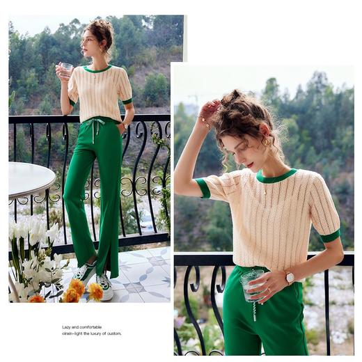 欧芮儿套头针织衫女夏季2022年新款时尚复古镂空撞色麻花薄款上衣 商品图1