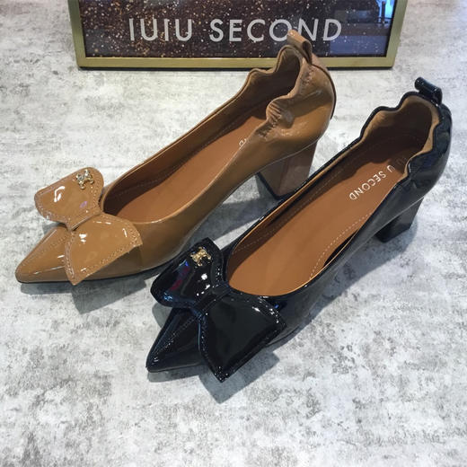 IUIU SECOND高跟鞋女单鞋2021秋季新款漆皮蝴蝶结浅口尖头鞋 商品图0