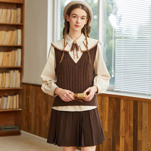 Famecoco范可儿羊毛百褶短裙内衬防走光a字裙裤显瘦遮胯F228GE003 商品图4