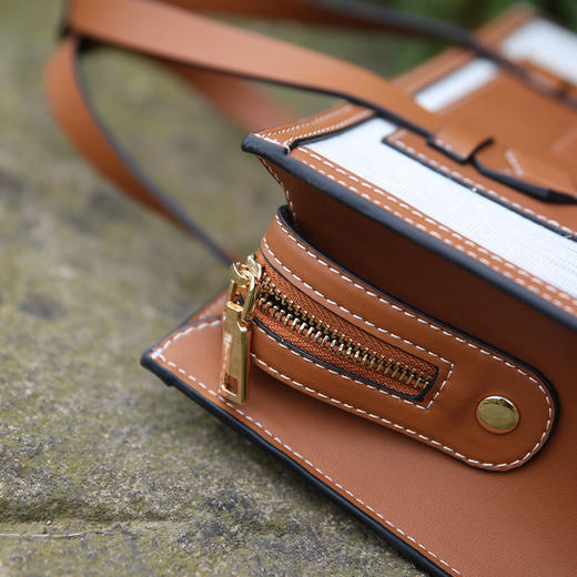 饮水鸟夏季新款非遗夏布包 夏布电脑包 黑色/棕色 商品图4