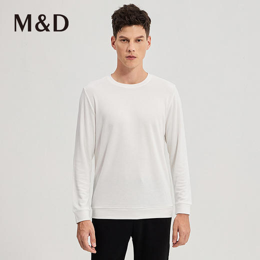 M＆D名盾商务男装秋冬新品长袖圆领T恤白色打底体恤上衣男 商品图1