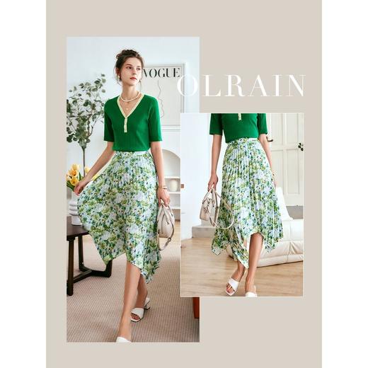 欧芮儿碎花半身裙女夏季2022新款高腰薄款显瘦设计感不规则a字裙 商品图1