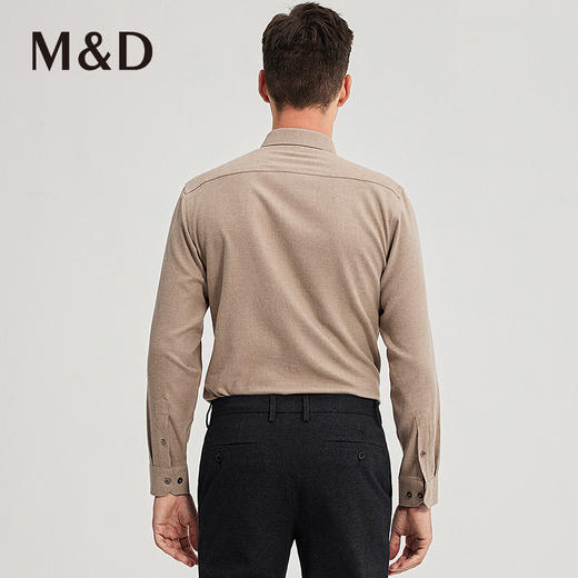 M＆D/名盾商务男士秋冬新品棕色休闲衬衣【抗菌】面料衬衫男 商品图3