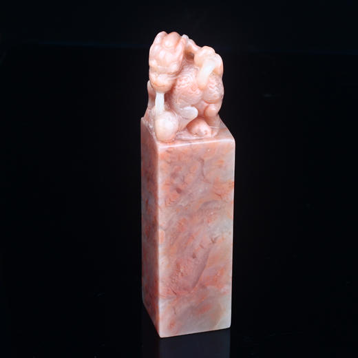 孤品013087:老挝石桃花冻貔貅钮大方章配定制锦盒-3.6*3.6*14.6cm 商品图0