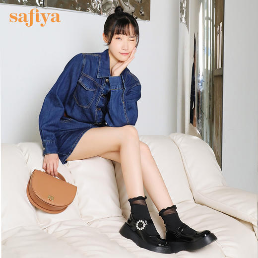 【双旦福利】Safiya/索菲娅 JK玛丽珍女鞋2022年冬季新款甜酷减龄厚软底袜靴女 SF24116076 商品图1