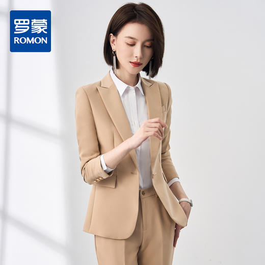 【西装+西裤】罗蒙秋季女士西服套装商务通勤职业正装修身两件套女 商品图2