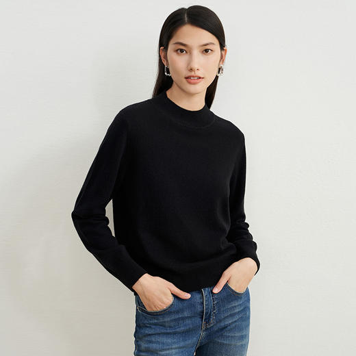 EITIE爱特爱新款中领简约毛衣套头打底衫针织衫6801526 商品图7