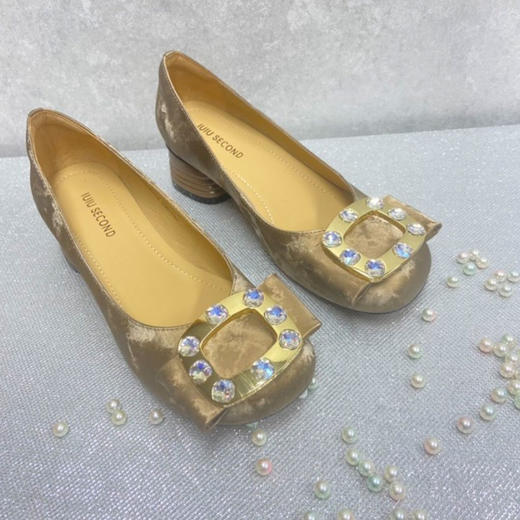 IUIU SECOND2022年秋季新款牛皮圆头浅口水钻单鞋女U22CE37401 商品图0