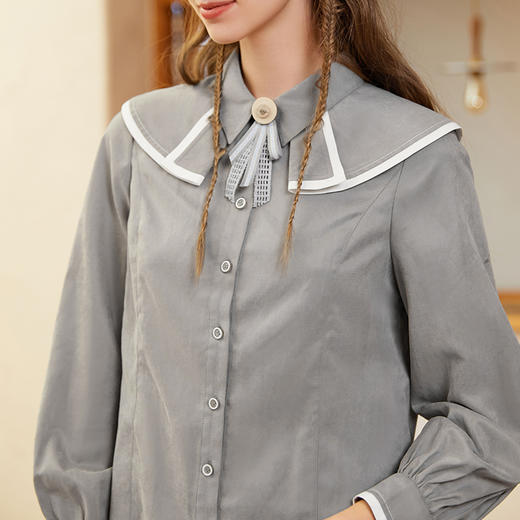 famecoco范可儿衬衣女带有披肩设计感小众优雅气质衬衫F228BA004 商品图1