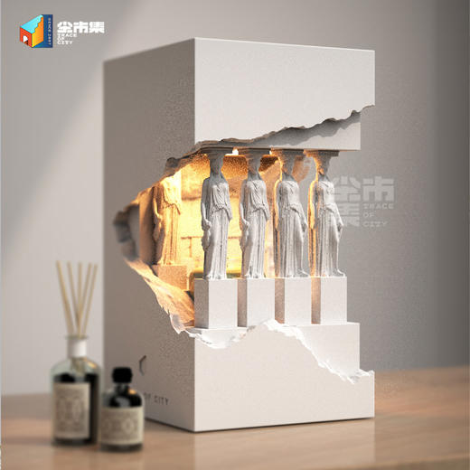 尘市集 雅典娜帕特农神庙石膏融蜡灯氛围夜灯卧室蜡烛香薰灯礼物 商品图2