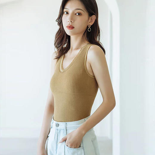 黛唯梵升级版她闺蜜秋冬带胸垫蕾丝毛圈保暖背心女保暖内衣打底上衣 商品图3