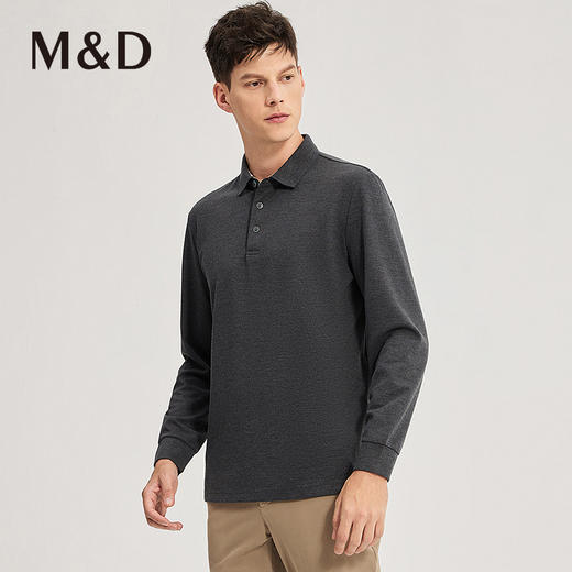 MD名盾商务男士秋冬新品翻领长袖上衣三粒扣松紧袖口polo衫 商品图2