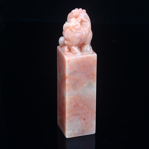孤品013087:老挝石桃花冻貔貅钮大方章配定制锦盒-3.6*3.6*14.6cm 商品图1
