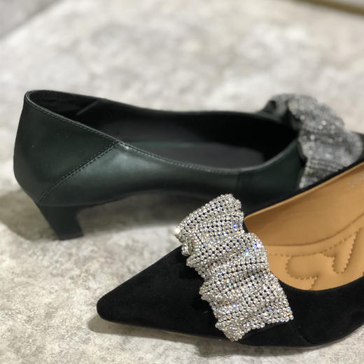 IUIU SECOND气质宴会鞋浅口时装水钻2021新秋低跟单鞋 商品图3