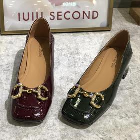 IUIU SECOND带跟单鞋女21年新秋季真皮软皮软底一脚蹬圆头浅口豆