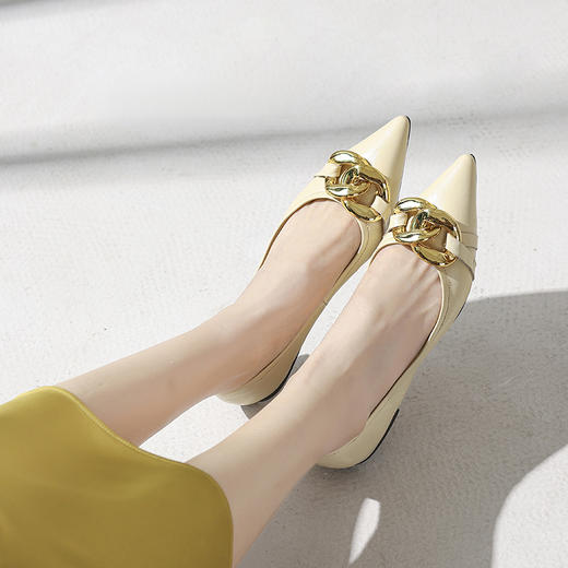 IUIU SECOND真皮单鞋女浅口小皮鞋商场同款一脚蹬尖头舒适平底鞋 商品图3