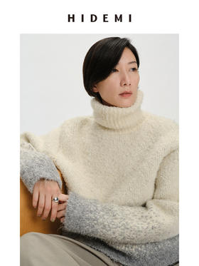 HIDEMI 圈圈羊毛混纺加厚粗针高领廓形星星渐变毛衣