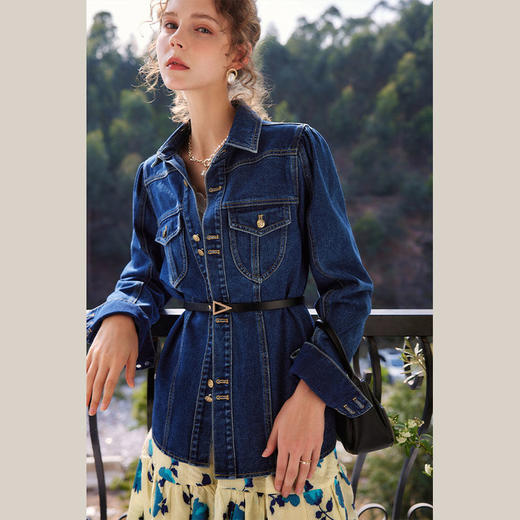 欧芮儿牛仔外套女夏季2022年新款宽松气质复古港风泡泡袖休闲上衣 商品图1
