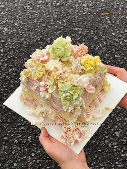 「珠光宝盒」奶油霜裱花蛋糕（水果默认火芒）提前一天预定 商品图1