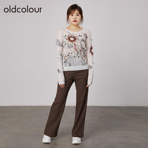 oldcolour2021秋商场同款圆领长袖气质针织套头衫女通勤N34052454 商品图2