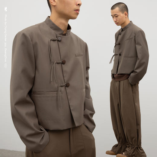 CryingCenter 檀棕色 新中式流苏盘扣无性别短款西装 哭喊中心 商品图2