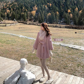 金蘑菇菇【黑标 皮草可可】喜马拉雅皮草～不显臃肿毛绒斗篷外套