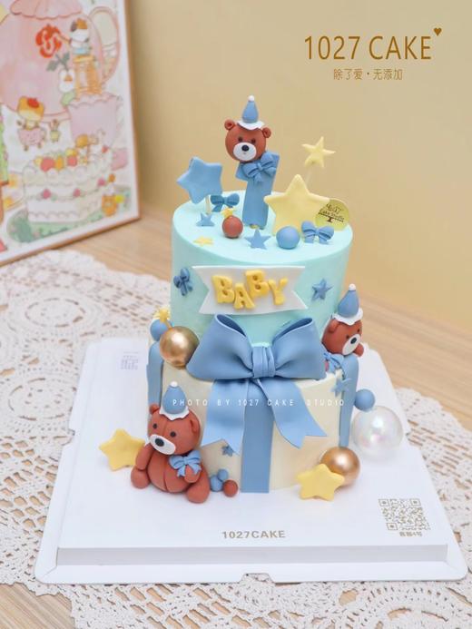 1027CAKE | 双层 翻糖玩偶装饰蛋糕 纯手工 泰迪熊主题 周岁蛋糕 商品图0