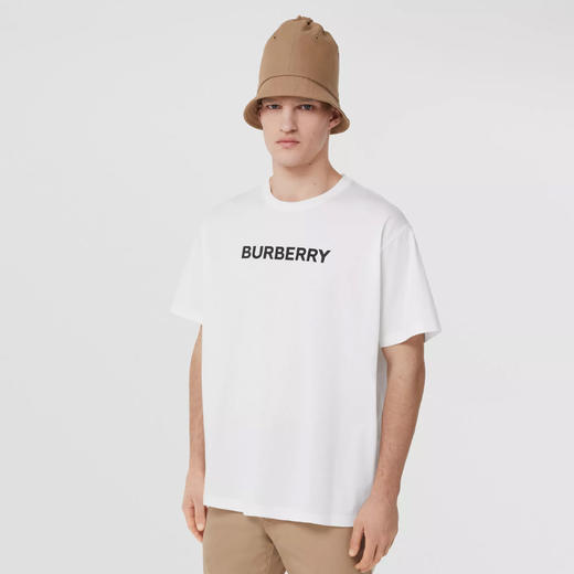 【二】BURBERRY 巴宝莉 男士棉质字母徽标印花宽松圆领短袖T恤 白色 8055309 A1464 商品图1
