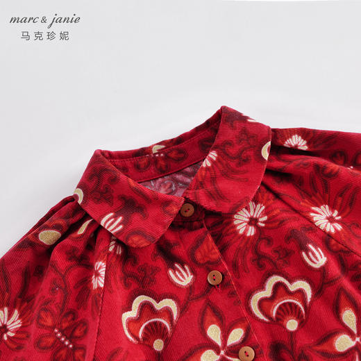 马克珍妮秋装新款 女童全棉灯芯绒网纱连衣裙221562 商品图2