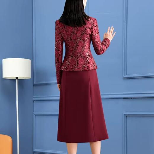 SSGS-S771新款高端优雅气质修身翻领长袖外套背心裙两件套 商品图3