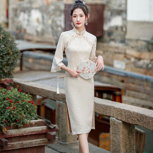 CM-300 年轻款旗袍少女倒大袖2022秋冬新款日常可穿收腰显瘦旗袍连衣裙 商品图5