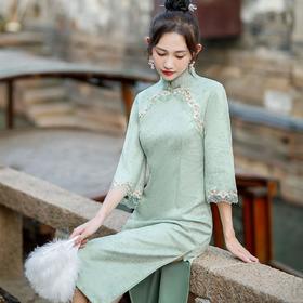 CM-300 年轻款旗袍少女倒大袖2022秋冬新款日常可穿收腰显瘦旗袍连衣裙