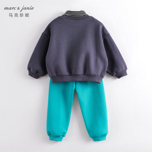 马克珍妮秋冬新款 男童印花高领加绒卫衣套装221169 商品图1