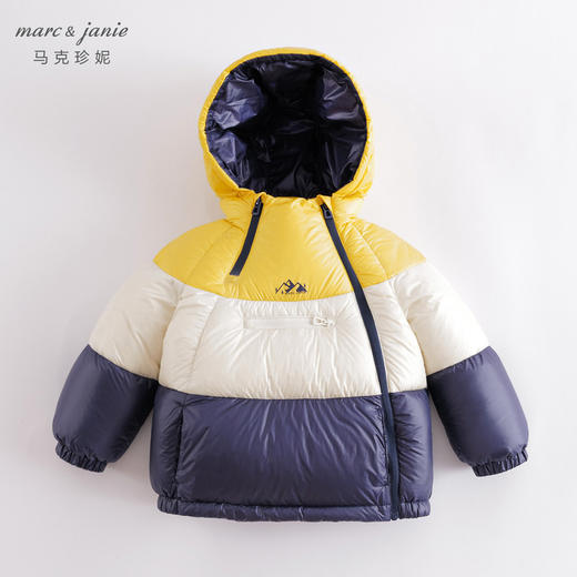 马克珍妮冬装新款 男童三色拼接超轻保暖羽绒服221737 商品图0