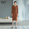 IWY/高端连衣裙奢华大牌职业通勤女装焦糖色独特西装裙气质长袖裙子Q762 商品缩略图0